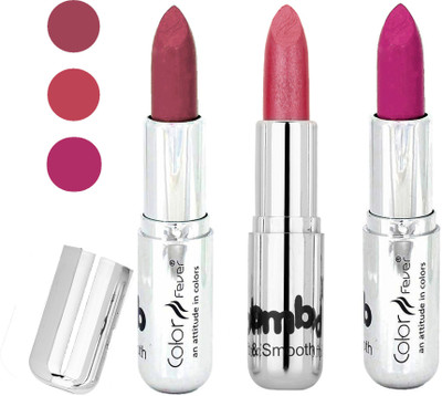 

Color Fever creamy matte non transfar lipstick for ladies(pink-pink-dark purple, 12 g)