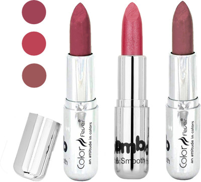 

Color Fever creamy matte non transfar lipstick for ladies(pink-pink-brown, 12 g)