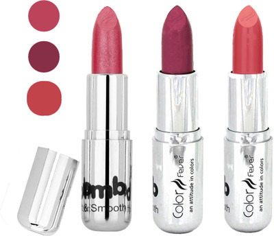 

Color Fever creamy matte non transfar lipstick for ladies(pink-plum-peach, 12 g)
