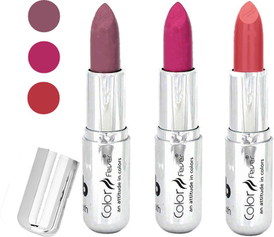 

Color Fever water proof long lasting creamy matte lipstick(plum-pink-peach, 12 g)