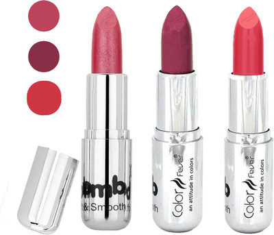 

Color Fever creamy matte non transfar lipstick for ladies(pink-plum-brick orange, 12 g)
