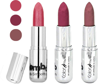 

Color Fever creamy matte non transfar lipstick for ladies(pink-plum-brown, 12 g)