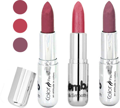 

Color Fever creamy matte non transfar lipstick for ladies(pink-pink-plum, 12 g)