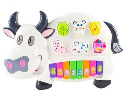 

Chuangfa toys Cow Musical Piano Toy for Kids } Different Animal Sounds, Flashing Lights & Music(White)