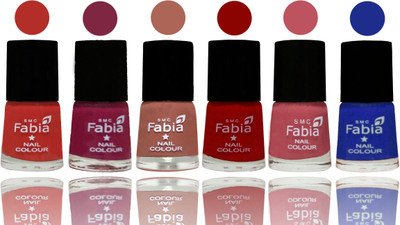 

Fabia Nail Polish Matte Look Attractive Your Nails Candy Orange-Dark Magenta-Coral-Red-Coral Pink -Shock Blue Dark(Pack of 6)