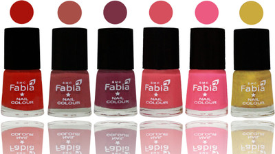 

Fabia Nail Polish Matte Look Attractive Your Nails Reddish Red-Dark Peach-Plum-Punch Pink-Shock Pink Light-Mattis gold(Pack of 6)