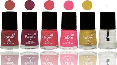 

Fabia Nail Polish Matte Look Attractive Your Nails Dark Peach-Plum-Punch Pink-Shock Pink Light-Mattis gold-Top Coat(Pack of 6)
