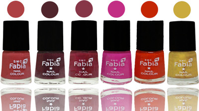 

Fabia Nail Polish Matte Look Attractive Your Nails Peach-Wine-Wine Red-Pink Pink-Fire Orange-Mattis gold(Pack of 6)