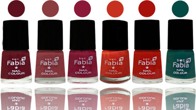 

Fabia Nail Polish Matte Look Attractive Your Nails Maroon-Dark Nude-Pure Wine-Orange-Reddish Red-Pine Green(Pack of 6)