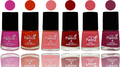 

Fabia Nail Polish Matte Look Attractive Your Nails Pink Pink-Fire Orange-Baby Pink-Bold Red-Strawberry-Dark Magenta(Pack of 6)
