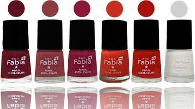 

Fabia Nail Polish Matte Look Attractive Your Nails Maroon-Dark Nude-Pure Wine-Orange-Reddish Red-White(Pack of 6)