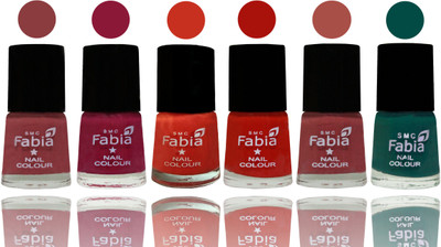 

Fabia Nail Polish Matte Look Attractive Your Nails Dark Nude-Pure Wine-Orange-Reddish Red-Dark Peach-Pine Green(Pack of 6)