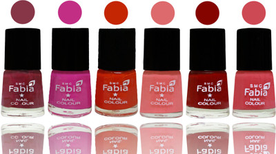 

Fabia Nail Polish Matte Look Attractive Your Nails Wine Red-Pink Pink-Fire Orange-Baby Pink-Bold Red-Strawberry(Pack of 6)