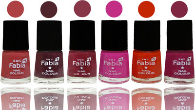 

Fabia Nail Polish Matte Look Attractive Your Nails Peach-Wine-Wine Red-Pink Pink-Fire Orange-Dark Magenta(Pack of 6)