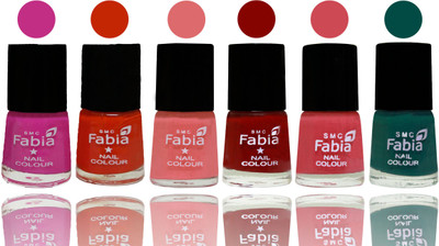 

Fabia Nail Polish Matte Look Attractive Your Nails Pink Pink-Fire Orange-Baby Pink-Bold Red-Strawberry-Pine Green(Pack of 6)