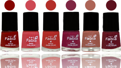 

Fabia Nail Polish Matte Look Attractive Your Nails Bold Red-Strawberry-Candy Orange-Dark Magenta-Coral-Maroon(Pack of 6)