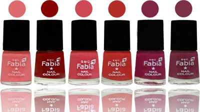 

Fabia Nail Polish Matte Look Attractive Your Nails Baby Pink-Bold Red-Strawberry-Candy Orange-Dark Magenta-Plum(Pack of 6)