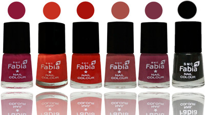 

Fabia Nail Polish Matte Look Attractive Your Nails Pure Wine-Orange-Reddish Red-Dark Peach-Plum-Black(Pack of 6)