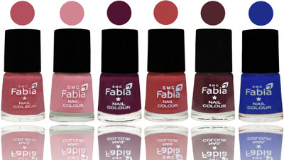 

Fabia Nail Polish Matte Look Attractive Your Nails Mauve Pink-Rose-Boysenberry-Peach-Wine-Shock Blue Dark(Pack of 6)