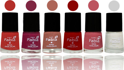 

Fabia Nail Polish Matte Look Attractive Your Nails Candy Orange-Dark Magenta-Coral-Red-Coral Pink -White(Pack of 6)