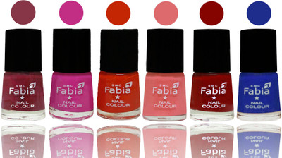 

Fabia Nail Polish Matte Look Attractive Your Nails Wine Red-Pink Pink-Fire Orange-Baby Pink-Bold Red-Shock Blue Dark(Pack of 6)