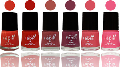 

Fabia Nail Polish Matte Look Attractive Your Nails Orange-Reddish Red-Dark Peach-Plum-Punch Pink-Shock Pink Light(Pack of 6)