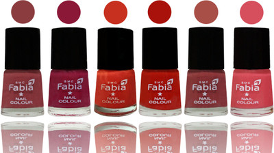 

Fabia Nail Polish Matte Look Attractive Your Nails Dark Nude-Pure Wine-Orange-Reddish Red-Dark Peach-Punch Pink(Pack of 6)