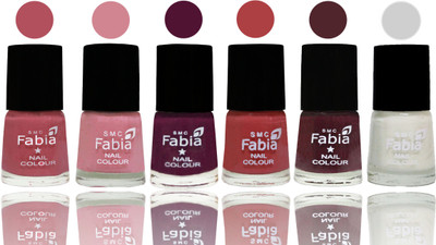 

Fabia Nail Polish Matte Look Attractive Your Nails Mauve Pink-Rose-Boysenberry-Peach-Wine-White(Pack of 6)