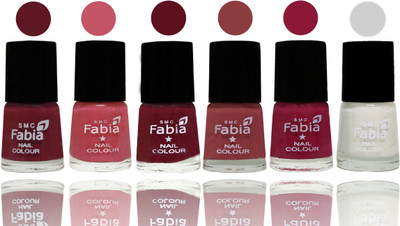 

Fabia Nail Polish Matte Look Attractive Your Nails Jam-Light Pink-Maroon-Dark Nude-Pure Wine-White(Pack of 6)