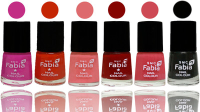 

Fabia Nail Polish Matte Look Attractive Your Nails Pink Pink-Fire Orange-Baby Pink-Bold Red-Strawberry-Black(Pack of 6)