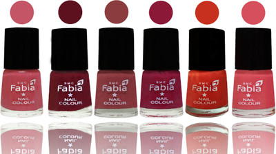 Fabia Nail Polish Matte Look Attractive Your Nails Light Pink-Maroon-Dark Nude-Pure Wine-Orange-Punch Pink(Pack of 6)