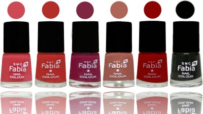 

Fabia Nail Polish Matte Look Attractive Your Nails Strawberry-Candy Orange-Dark Magenta-Coral-Red-Black(Pack of 6)