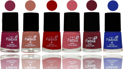 

Fabia Nail Polish Matte Look Attractive Your Nails Dark Magenta-Coral-Red-Coral Pink -Jam-Shock Blue Dark(Pack of 6)