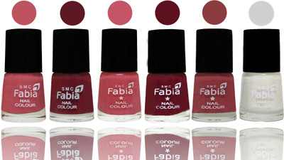 

Fabia Nail Polish Matte Look Attractive Your Nails Coral Pink -Jam-Light Pink-Maroon-Dark Nude-White(Pack of 6)