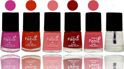 

Fabia Nail Polish Matte Look Attractive Your Nails Pink Pink-Fire Orange-Baby Pink-Bold Red-Strawberry-Top Coat(Pack of 6)