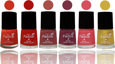 

Fabia Nail Polish Matte Look Attractive Your Nails Orange-Reddish Red-Dark Peach-Plum-Punch Pink-Mattis gold(Pack of 6)