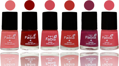 

Fabia Nail Polish Matte Look Attractive Your Nails Baby Pink-Bold Red-Strawberry-Candy Orange-Dark Magenta-Punch Pink(Pack of 6)