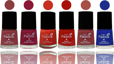

Fabia Nail Polish Matte Look Attractive Your Nails Dark Nude-Pure Wine-Orange-Reddish Red-Dark Peach-Shock Blue Dark(Pack of 6)