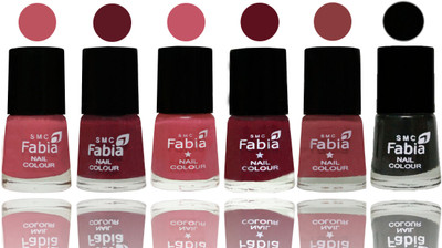 

Fabia Nail Polish Matte Look Attractive Your Nails Coral Pink -Jam-Light Pink-Maroon-Dark Nude-Black(Pack of 6)