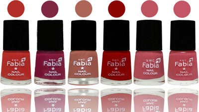 

Fabia Nail Polish Matte Look Attractive Your Nails Candy Orange-Dark Magenta-Coral-Red-Coral Pink -Light Pink(Pack of 6)