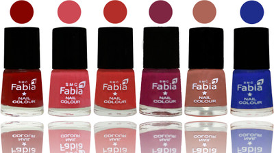 

Fabia Nail Polish Matte Look Attractive Your Nails Bold Red-Strawberry-Candy Orange-Dark Magenta-Coral-Shock Blue Dark(Pack of 6)