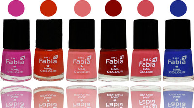 

Fabia Nail Polish Matte Look Attractive Your Nails Pink Pink-Fire Orange-Baby Pink-Bold Red-Strawberry-Shock Blue Dark(Pack of 6)