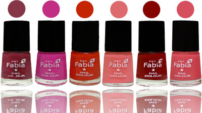 

Fabia Nail Polish Matte Look Attractive Your Nails Wine Red-Pink Pink-Fire Orange-Baby Pink-Bold Red-Punch Pink(Pack of 6)