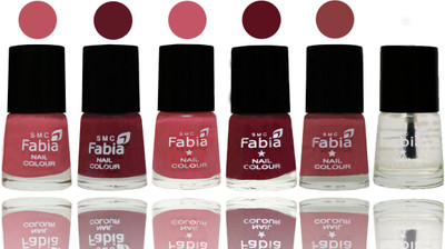 

Fabia Nail Polish Matte Look Attractive Your Nails Coral Pink -Jam-Light Pink-Maroon-Dark Nude-Top Coat(Pack of 6)