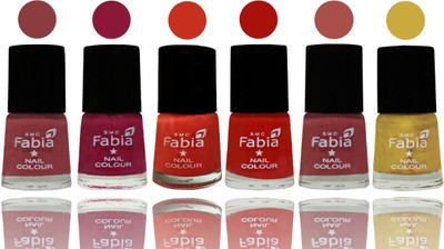 

Fabia Nail Polish Matte Look Attractive Your Nails Dark Nude-Pure Wine-Orange-Reddish Red-Dark Peach-Mattis gold(Pack of 6)