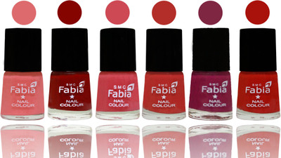

Fabia Nail Polish Matte Look Attractive Your Nails Baby Pink-Bold Red-Strawberry-Candy Orange-Dark Magenta-Reddish Red(Pack of 6)
