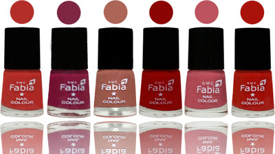 

Fabia Nail Polish Matte Look Attractive Your Nails Candy Orange-Dark Magenta-Coral-Red-Coral Pink -Reddish Red(Pack of 6)