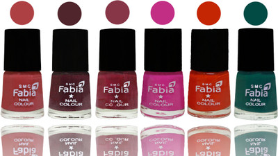 

Fabia Nail Polish Matte Look Attractive Your Nails Peach-Wine-Wine Red-Pink Pink-Fire Orange-Pine Green(Pack of 6)