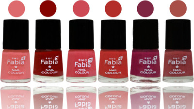 

Fabia Nail Polish Matte Look Attractive Your Nails Baby Pink-Bold Red-Strawberry-Candy Orange-Dark Magenta-Dark Peach(Pack of 6)