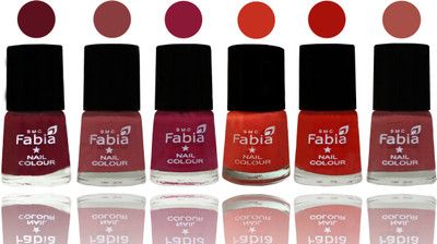 

Fabia Nail Polish Matte Look Attractive Your Nails Maroon-Dark Nude-Pure Wine-Orange-Reddish Red-Dark Peach(Pack of 6)